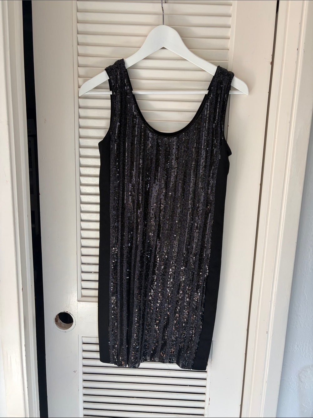 Eileen Fisher Black Sequined Tank Mini Dress